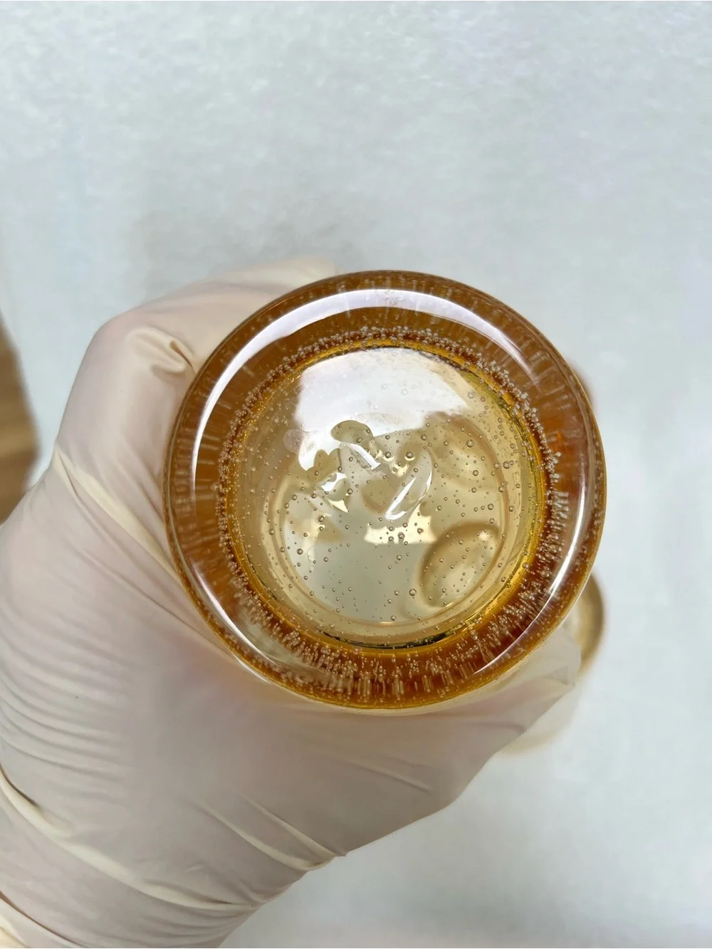 Mexican Amber Bubble Glass Set 4 Hand Blown Height 4 1/2” Holds 12 Ounces EUC